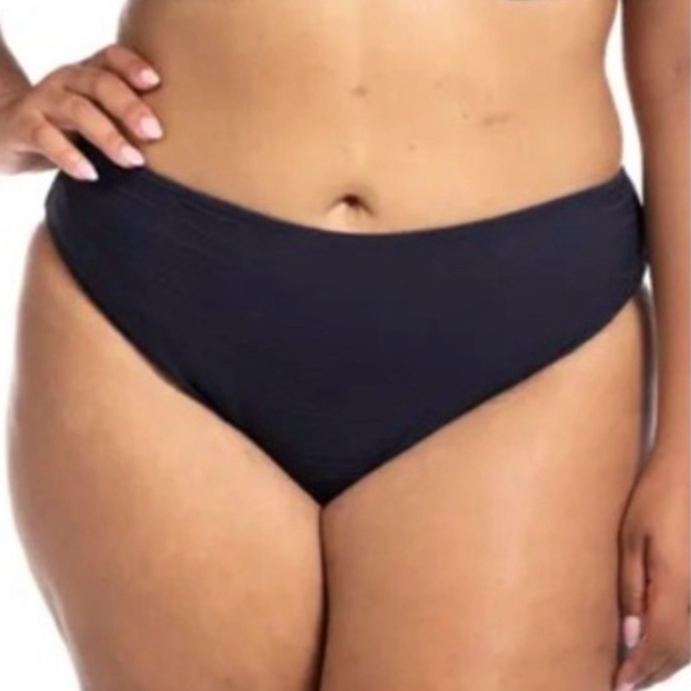 Artesands NWT Monet Curve Fit Black Mid Rise Swim Pant Bikini Bottoms Size 16